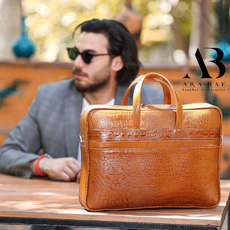 کیف اداری بزرگ مردانه چرم طبیعی مدل AB-M-2002