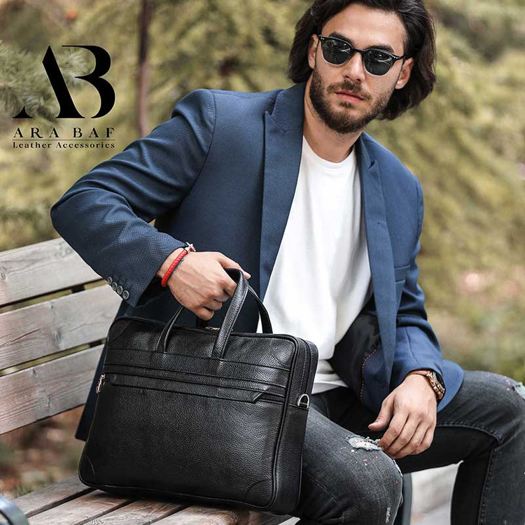 کیف اداری بزرگ مردانه چرم طبیعی مدل AB-M-2002